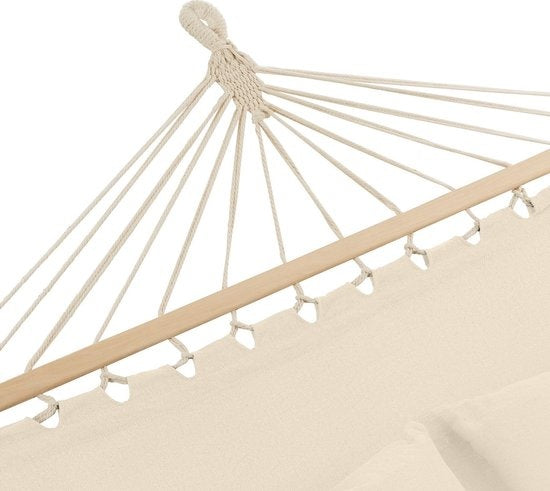 tectake 2 Personen Hängematte Eden Birkenholz-Stangen Beige