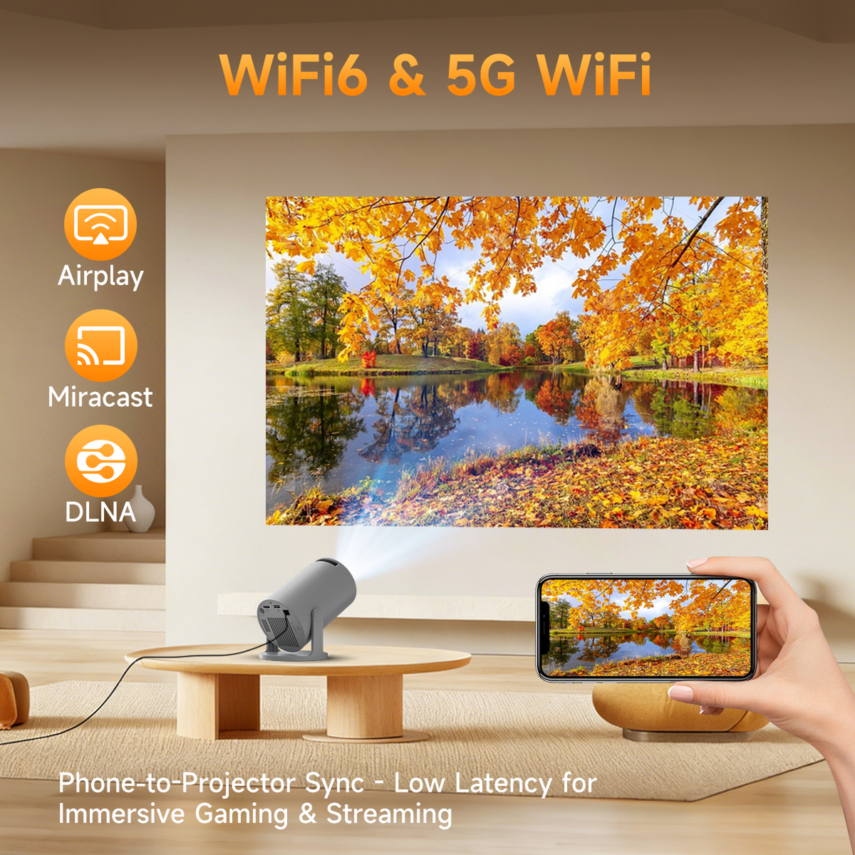 Magcubic HY300 Pro Mini-Beamer mit WLAN 6 und Bluetooth 5.4 – Android 14 – 290 ANSI – Grau