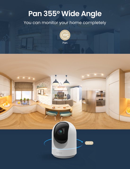 GNCC P1 WLAN-Babyphone mit Kamera – mit App – 1080p – Zweiwege-Audio – Super-IR-Nachtsicht – Bewegungserkennung – Sirene – Weiß