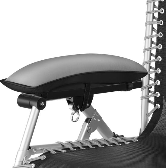 tectake® Klappbarer Liegestuhl Cloud mit Sonnenschirm - Gartenstuhl mit Tisch - Getränkehalter - stufenlos verstellbar - für Balkon, Camping oder Garten - Relaxsessel mit extra dickem Kissen - Strandkorb - Liege - div. Farben - Grau