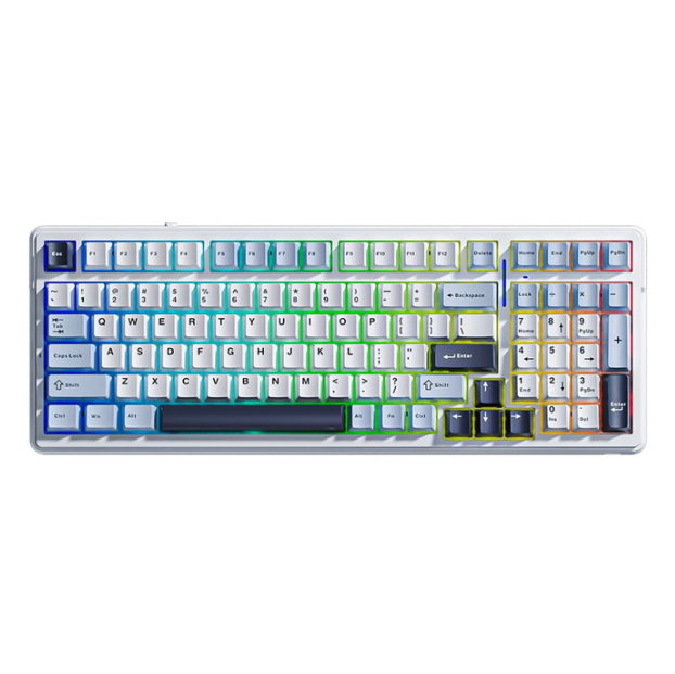 AULA F99 Kabellose mechanische RGB-Tastatur – Hellblau & Grau – 99 Tasten, Tri-Mode