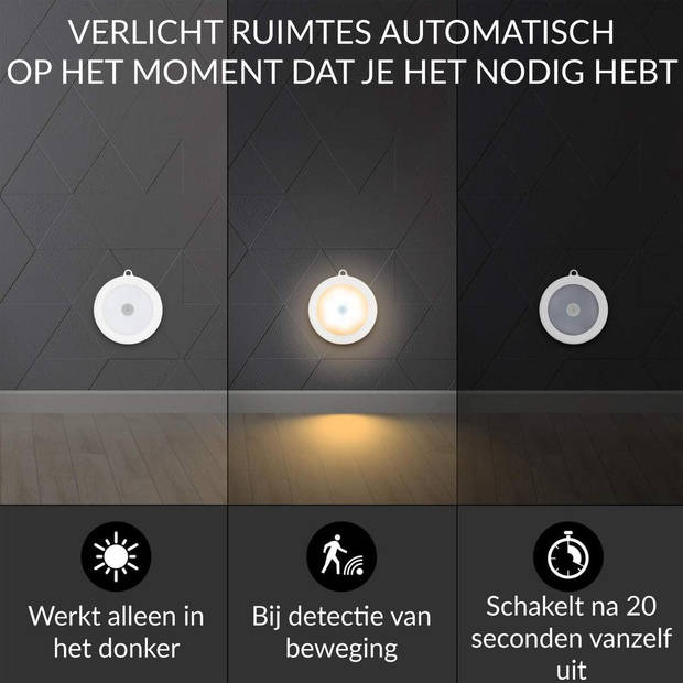 Iqonic - 3er Pack kabellose Led-Lampe - Warmweiß - 8x8x1,7 cm