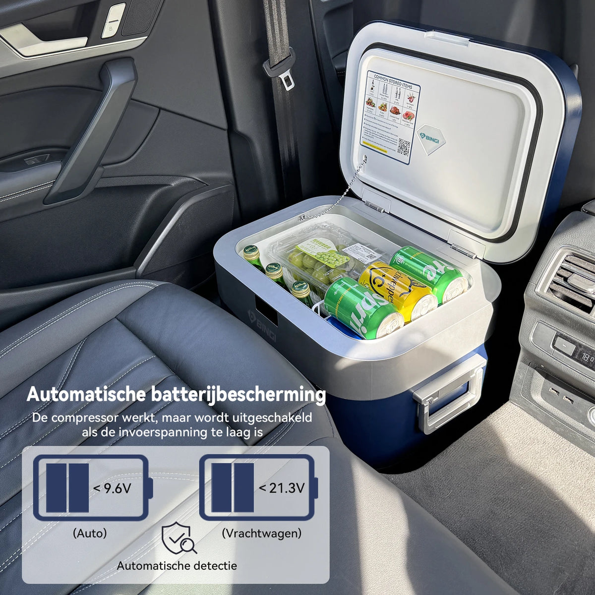 BINGI 22 L tragbare Kompressor-Kühlbox – 12/24 V DC – Schnellkühlung – Wohnmobil, Lkw & Camping – Blau