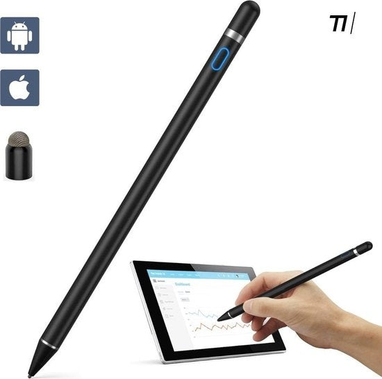 Tikkens 2 in 1 Active Stylus Pen - Für Tablet, Ipad, Android und Apple Phones - Schwarz