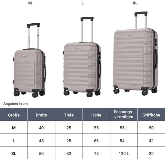Hartschalenkoffer Set Rom - 3-teilig - ABS - Champagner