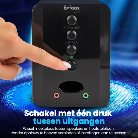 Faas - PC-Lautsprecher 2.1 - Bluetooth 5.0 - integriertes Mikrofon - USB-C & USB-A Anschluss - Stereo-Lautsprecherset - Schwarz
