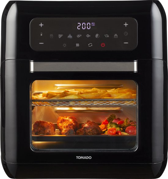 Tomado TAF1201B - Airfryer Ofen - Heißluftfritteuse - 12 Liter - 8 Programme - PFAS frei - 1500 Watt - Schwarz