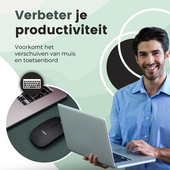WURK Professionelle Schreibtischunterlage aus Kunstleder - Schreibtischorganisation - Schreibtischzubehör - Mauspad XXL- Inklusive Kabelclip - 80x40 - Grün