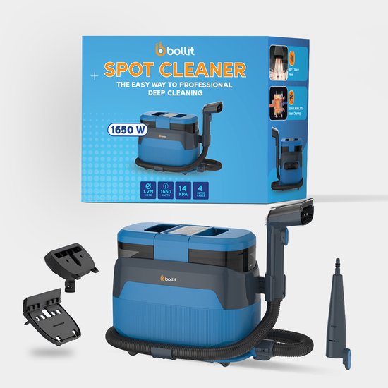 BOLLIT 5-in-1-Teppichreiniger PRO 1650 W – Dampfreiniger und Fleckenentferner – 100°-Dampf – Sofareiniger – Möbelreiniger – Handdampfreiniger – Matratzenreiniger – Sesselreiniger – Reiniger für Auto, Sofa, Boden und Teppich