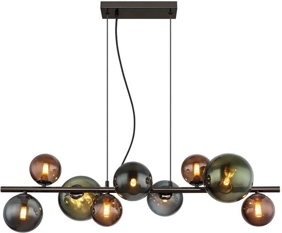 Globo - Hängeleuchte - RIHA - mehrfarbig - Glas - große Esstischleuchte - G9 - 56142-9H
