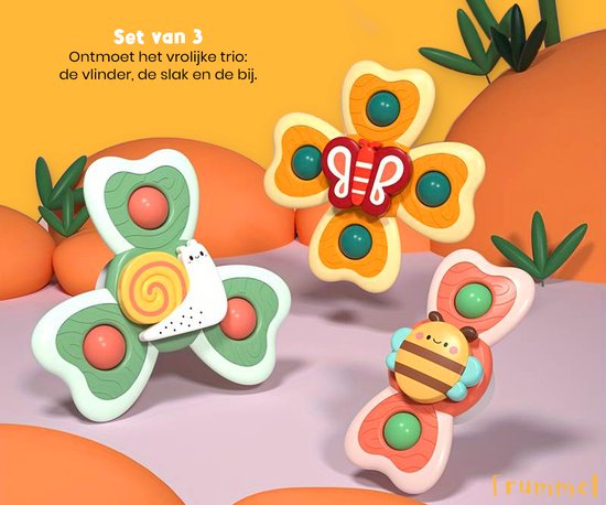 Frummel Fidget Spinners XL mit Saugnapf - Badespielzeug - Sinnesspielzeug - Fidget Toys - Badespinner - Fidget Spinner für die Autoscheibe - 3 Stück
