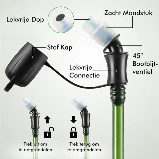 Travelhawk Wasserbeutel - Trinkbeutel - Geeignet für Camelbak Trinkrucksack - Festival Wasserbeutel - BPA frei - 2 Liter - Grün