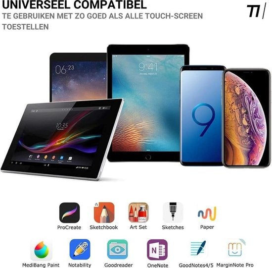 Tikkens 2 in 1 Active Stylus Pen - Bleistift geeignet für Tablet, Ipad, Android und Apple Phones - Schwarz