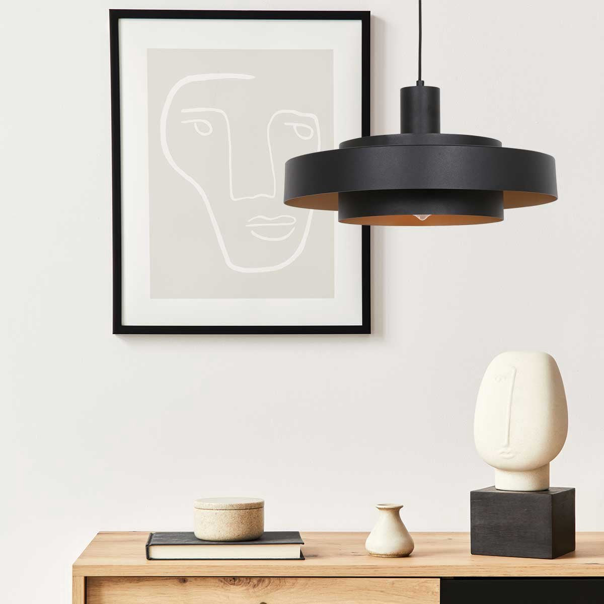 Anne Lighting Hängeleuchte Flinter - Ø50 cm - Metall - E27 - Schwarz