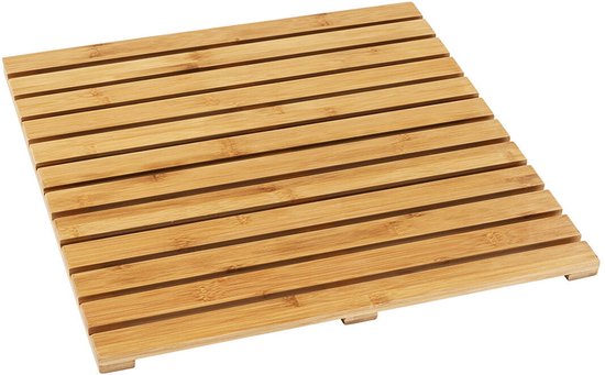WENKO Duschmatte 50 x 50 cm Bambus – FSC-zertifiziertes Holz – Badematte für drinnen und draußen – Duschmatte