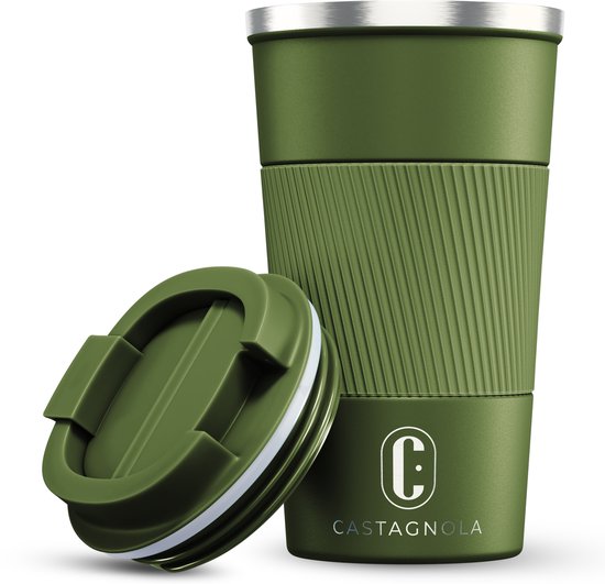 Castagnola Thermobecher – Kaffeebecher zum Mitnehmen – Reisebecher für Kaffee und Tee – Teebecher – 510 ml – Edelstahl – Grün