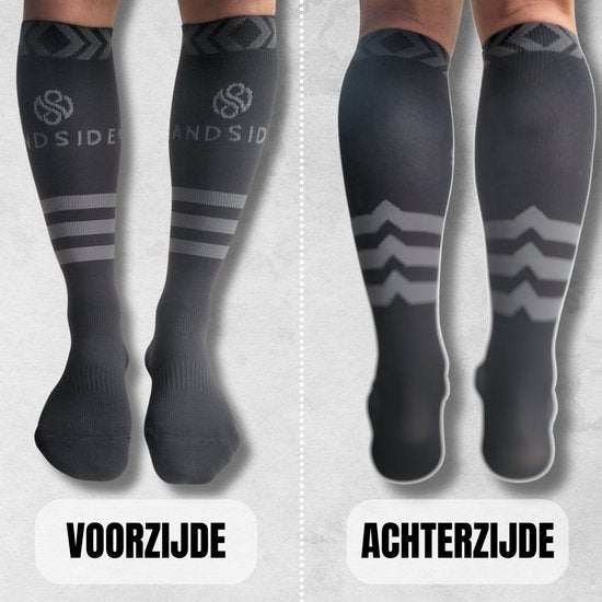 Sandside Kompressionssocken - 2 Paare - Laufsocken - Schwarz - Größe 36-40 S/M