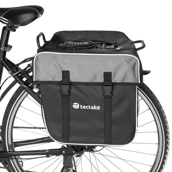 tectake - Doppelte Fahrradtasche - 35 l - Schwarz/Grau