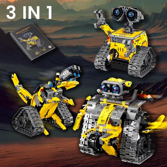 Qualitá® 3 in 1 Roboterbaukasten - Gelb - Roboterspielzeug für Kinder - Interaktiv - MINT & Lernspielzeug - Von 7-9 Jahren - Jungen - Programmierbar & steuerbar
