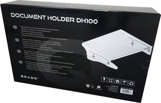 BRASQ Transparenter Acryl-Dokumentenhalter bis zum Format A3 - 7 Positionen - Höhenverstellbar - Neigbar
