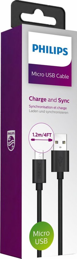 Philips USB-Kabel 2.0 - DLC3104U/00 - USB-A zu Micro-USB - Länge: 1,2 Meter