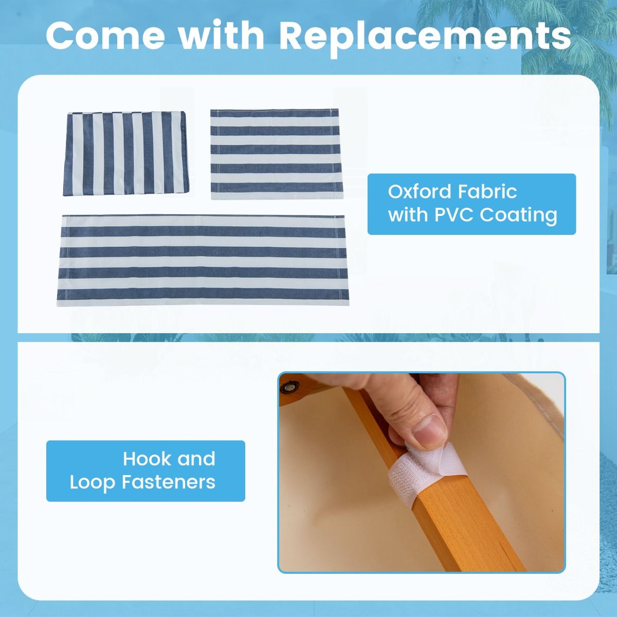 Coast Birchwood Foldable Beach Lounger mit verstellbarem Sonnendach, Rückenlehne und Fußstütze - Beige/Natur - 170x62x140 cm