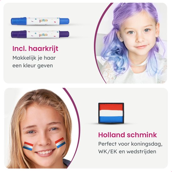 Partizzle Face Paint Set auf Wasserbasis - Gesichtsmalbuch und Schablonenset - Pinsel, Schwämme, Haarkreide, Bio-Glitter - Weihnachten Kinder - 20 Farben