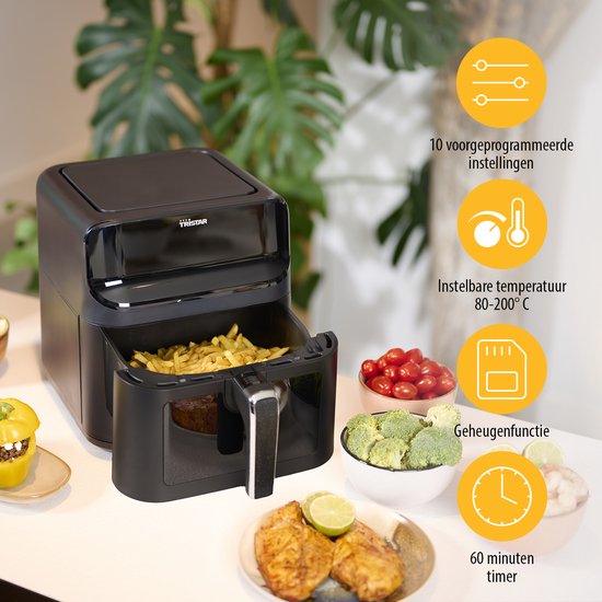 Tristar FR-9037 – Airfryer XXL – 6,2 l – Mit Sichtfenster – 10 Garprogramme – PFAS-frei