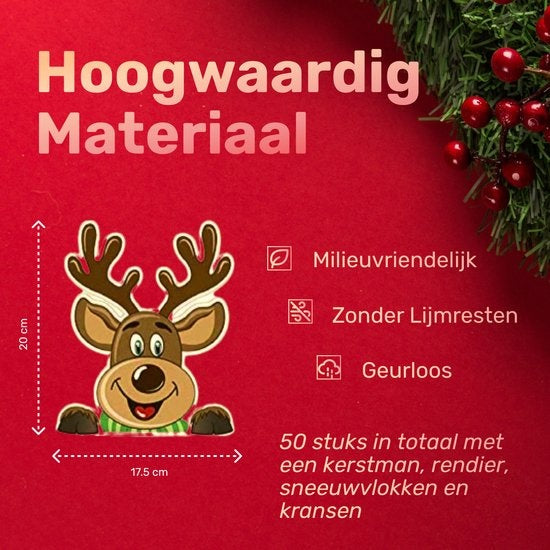 Giftmas - Fensteraufkleber - Weihnachten - Rentier - 50 Stück