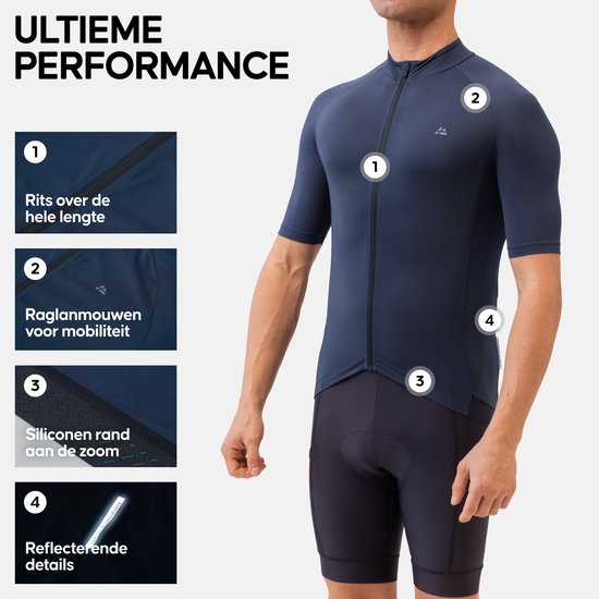 DANISH ENDURANCE Herren Radtrikot - Radsporttrikot - Kurze Ärmel - Quick-Dry - Marineblau - Größe M