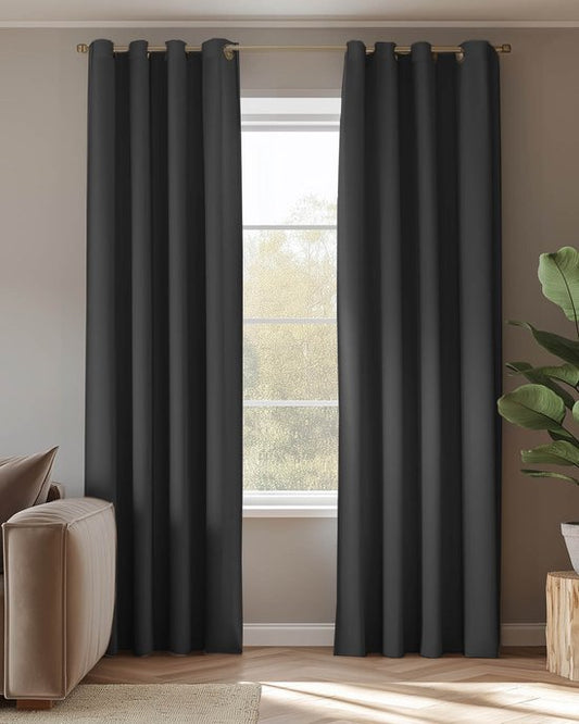Beau Home Vorhang mit Ringen Quintus Jacquard - 280 x 280 cm - Schwarz