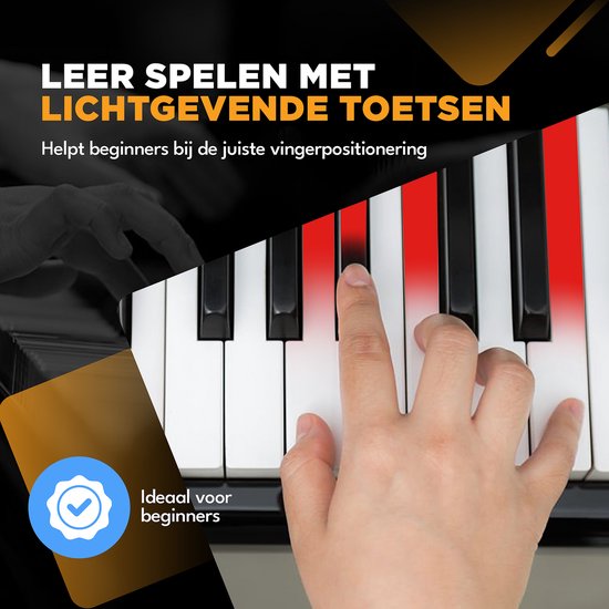 Finesse Keyboard Piano - Beleuchtung - Ständer & Zubehör - 61 Tasten - Digital Piano - Electric Piano - Kind
