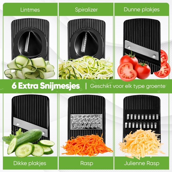 Stosh Mandoline - Gemüseschneider - Zwiebelschneider - Spiralschneider - Reibe - 6-teilig - Kunststoff - BPA frei