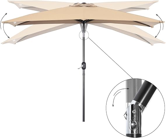 Angel Living Quadratischer Gartenschirm 2,5 x 1,3 m – Beige, Terrakotta, Creme oder Grau – UV-Schutz UPF 50+