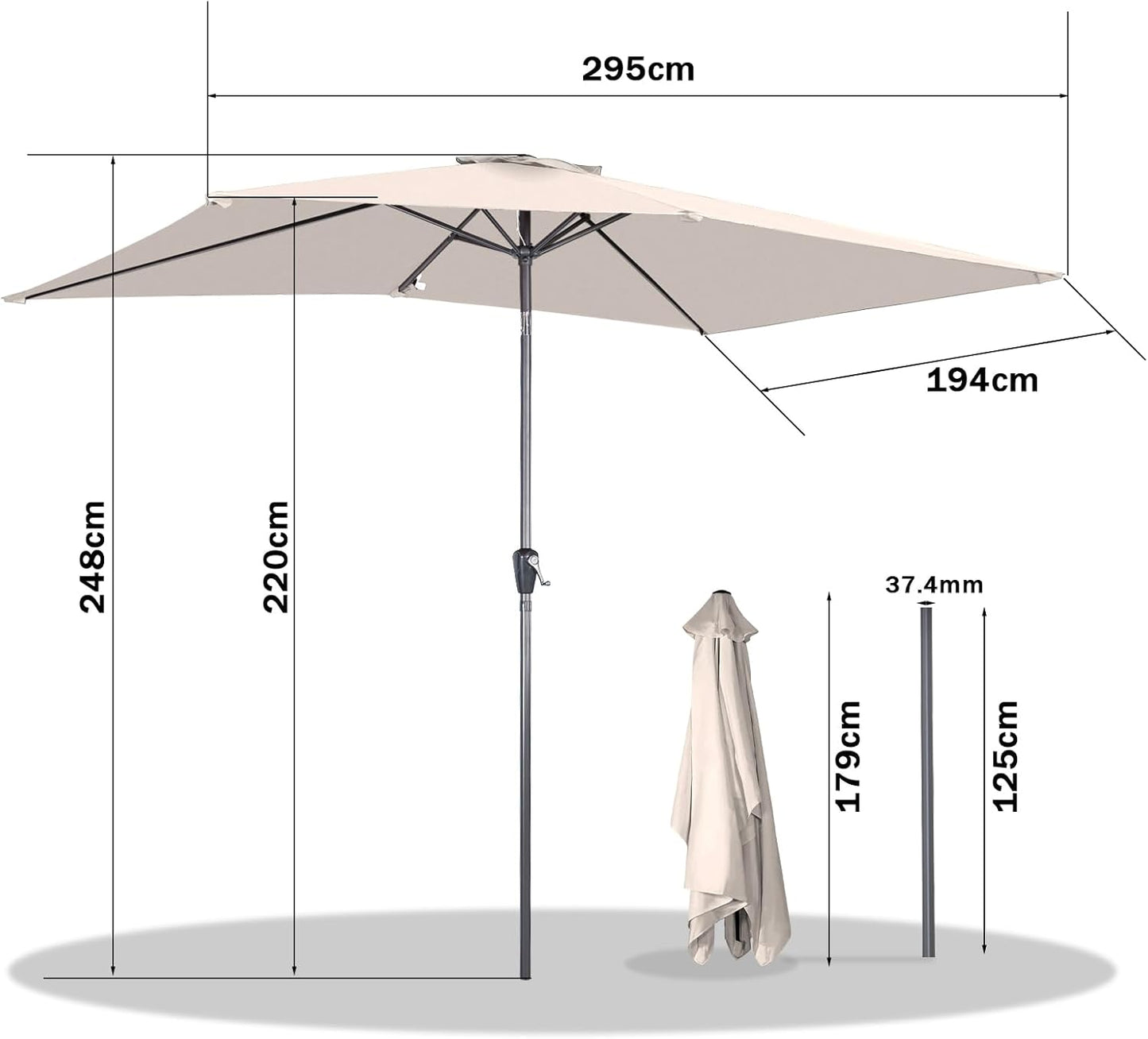 Angel Living Sonnenschirm - Rechteckig - 200 x 300 cm - Beige