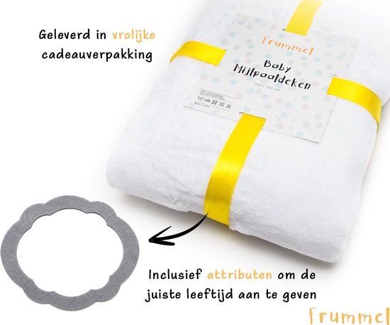 Frummel Milestone Blanket 'Bear' - Milestone Blanket - Milestone Baby - Baby Geschenk Junge - Baby Geschenk Mädchen - Baby Shower Geschenk - Baby Geschenk - Milestone Blanket in Dutch - Muttertagsgeschenk - 100 x 150 cm