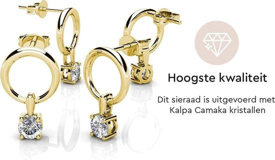 Yolora Damen Ohrringe mit Kalpa Camaka Kristallen - Farbe Gold - 18K Gelbgold vergoldet - Damen Ohrringe Gold - Ohrstecker - Schmuck - Luxus Geschenkbox - Geschenkbox - Exklusive Geschenkbox - Schöne Geschenkverpackung