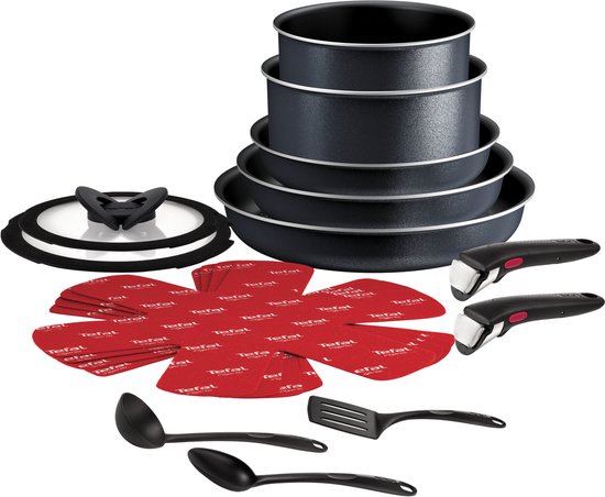 Tefal Ingenio So Light – Kochgeschirrset – 16-teilig – Induktionsgeeignet – Stapelbar – Abnehmbare Griffe – Platzsparend