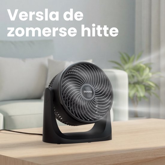 Auronic Tischventilator – 3 Geschwindigkeitsstufen – Mini-Ventilator – Standventilator – Wandmontage möglich – 41 dB – 90°-Oszillation – 7 Meter Luftstrom – Schwarz