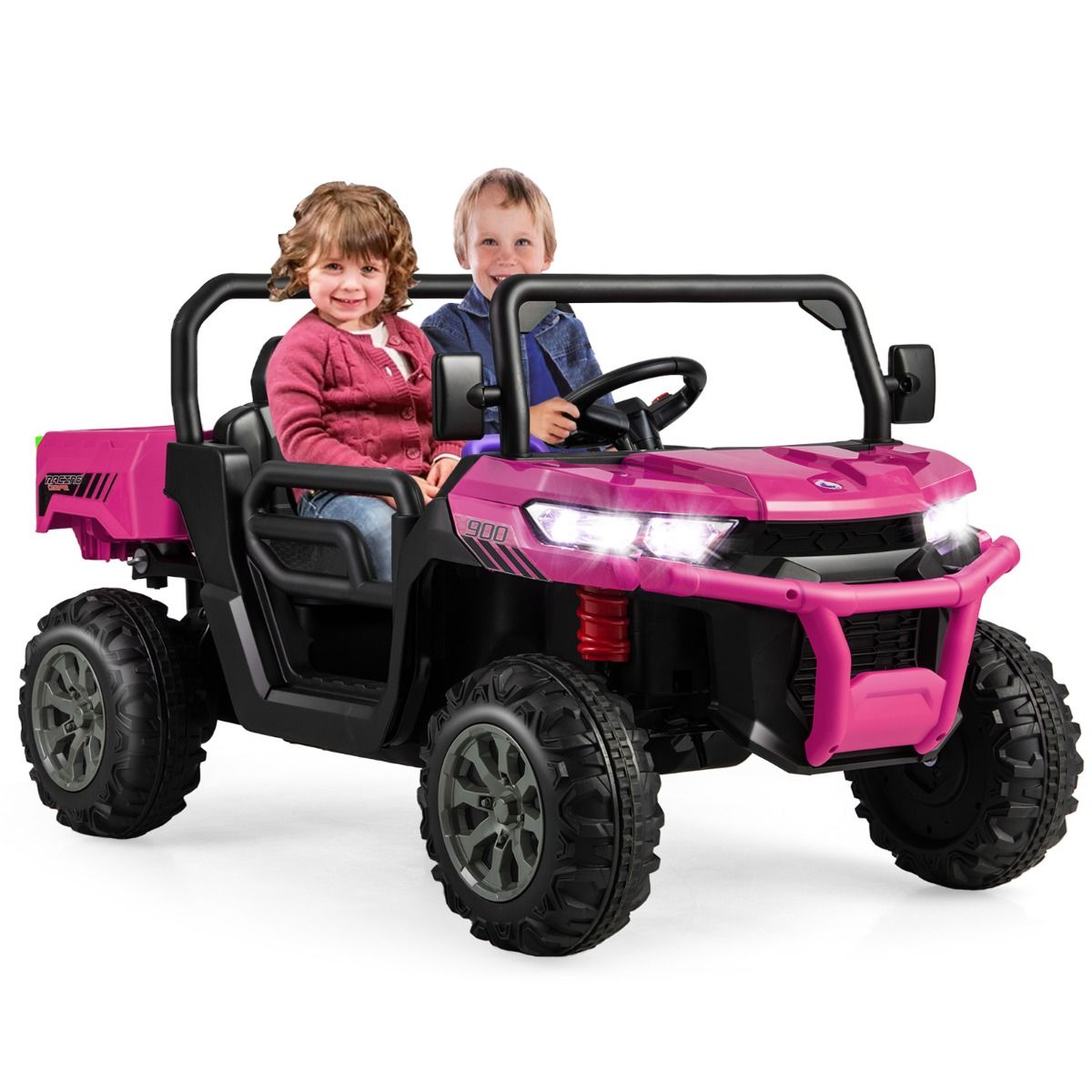 Coast Elektrischer Kippwagen für Kinder – 2 Sitze – Fernbedienung – Rosa