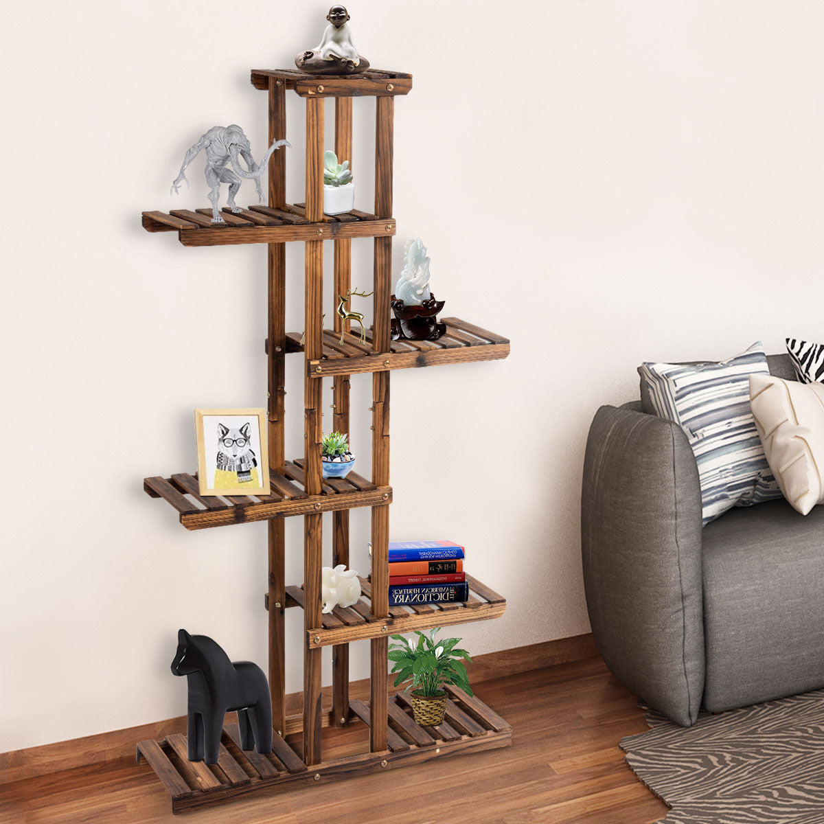 Küste Pflanze Treppe Holz Natur 75x25x140cm