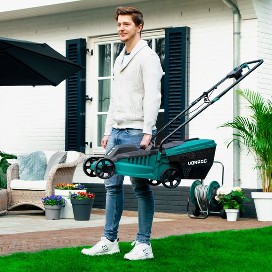 VONROC Elektro-Rasenmäher - 1300W - 32cm Schnittbreite - 30L Auffangbehälter + Füllanzeige - Einstellbare Schnitthöhe