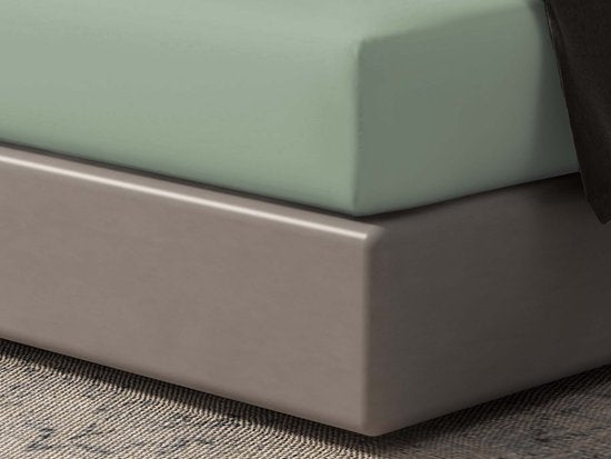 DoubleDry Spannbetttuch 100% natürliche Baumwolle - Doppelbett 180x200 cm - weich & atmungsaktiv - rundum elastisch - Altgrün
