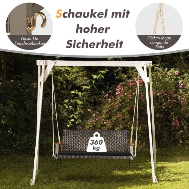 Coast 2-Sitzer-Hängesofa mit Kissen – Schwarz – 131 x 68 x 54 cm