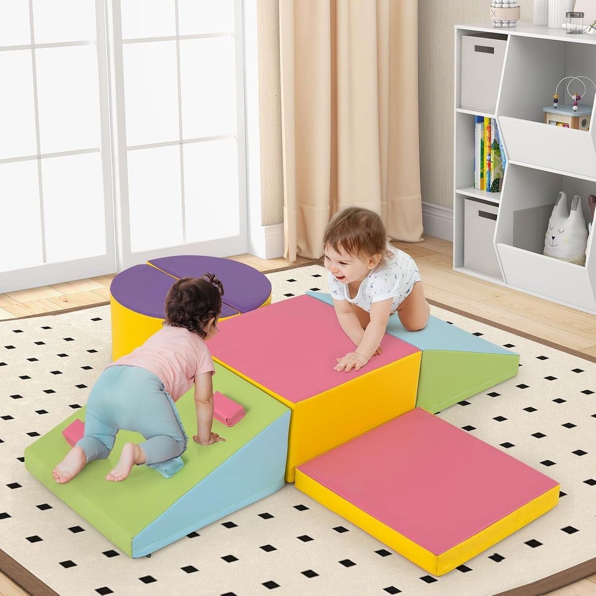 COSTWAY Weiche Bausteine, Set – 6-teilig – Kletter-, Krabbel- und Spielblöcke – 40 x 40 x 20 cm – mehrfarbig