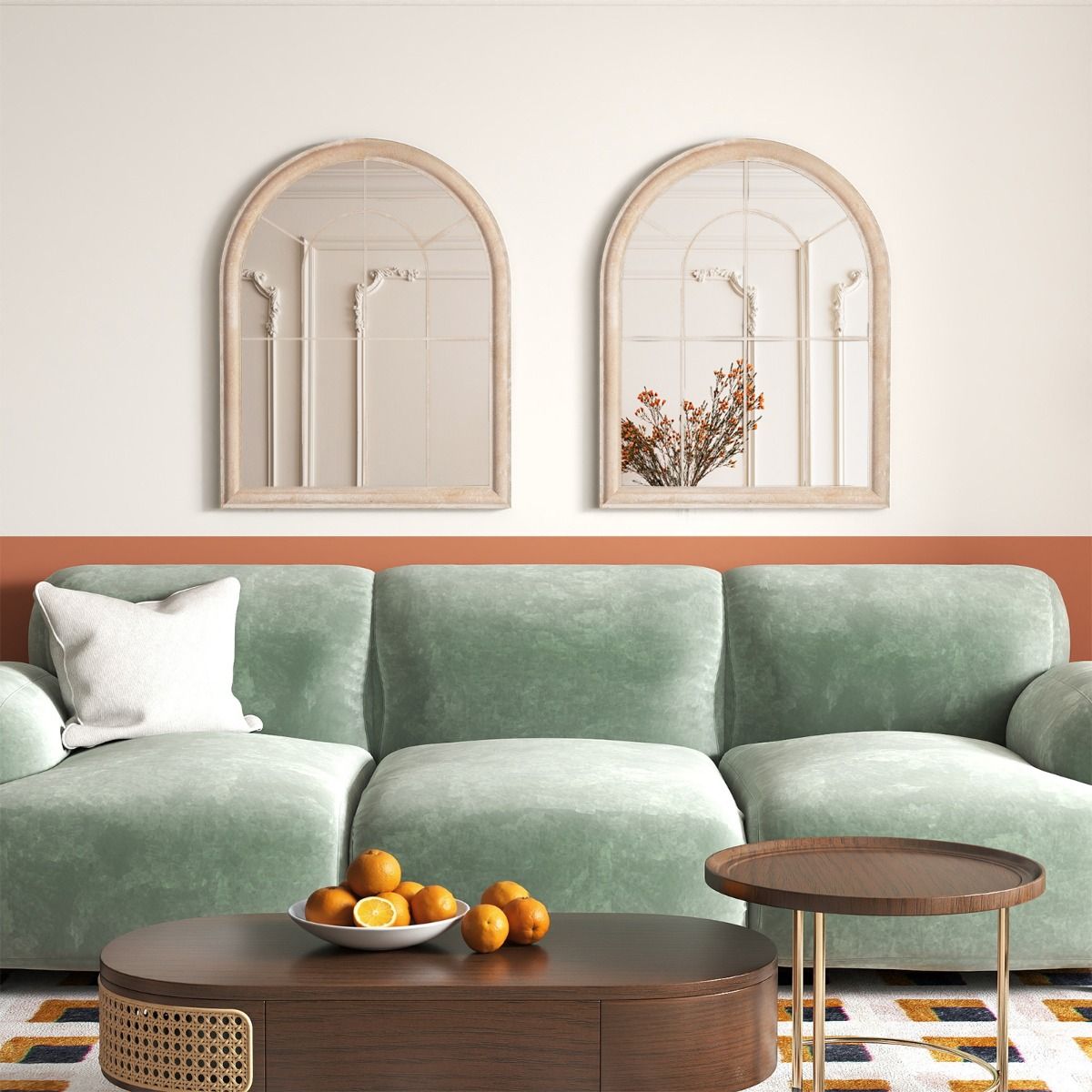 Coast Fensterrahmen-Spiegel – gebogener Wandspiegel – Metallrahmen – grau – 88 x 69,5 cm