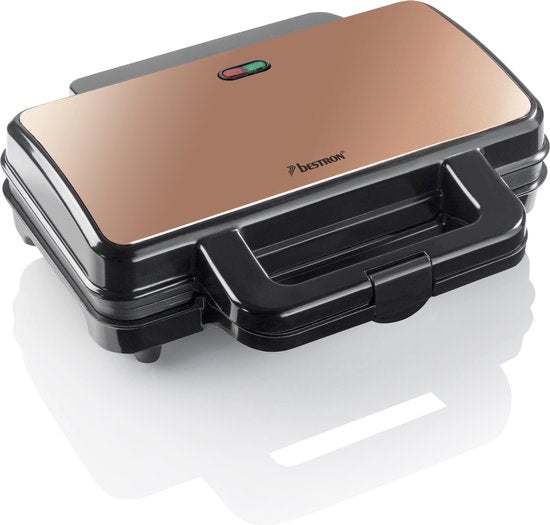 Bestron Sandwichtoaster – ASM90XLCO – 900 W – Für 2 Sandwiches – Antihaftbeschichtung – Kupfer – 5 Jahre Garantie