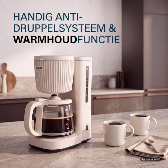 Princess Coffee Maker Wave Kaffeemaschine – 1000 W – 1,5 l Glaskanne – Warmhaltefunktion – Tropfstopp – 246048