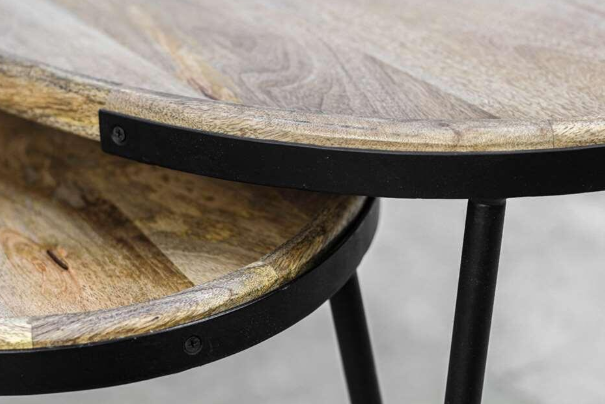 Wood Selections Couchtisch Paulson - 2er Set - Mangoholz & Schwarzes Eisen - 45x90x60 cm