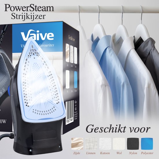 Vaive Bügeleisen PowerSteam 2200 - 300 ML Wassertank - 2200W - Keramiksohle - Schwarz